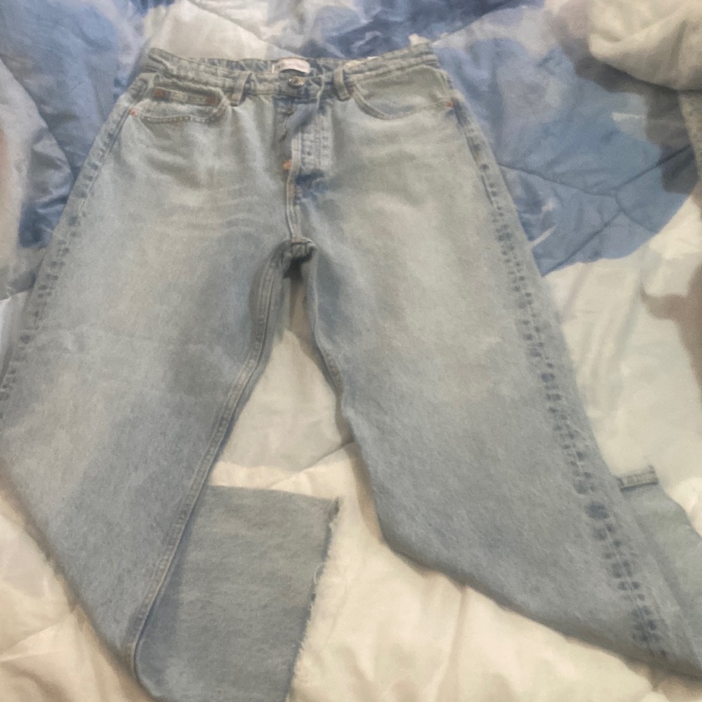 Nwt Zara high rise ankle light blue denim jeans